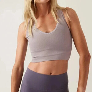 Athleta Women’s S Aurora Seamless Crop Rib Tank in Lavender V Stretch